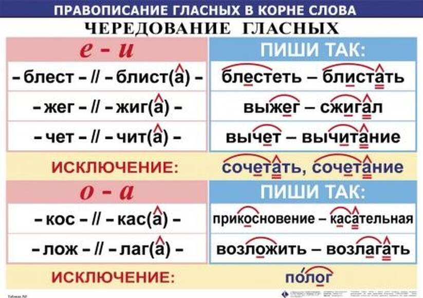 Правописание гласных в корне слова  (1-4 кл), Комплект таблиц, 5 таблиц, размером 50х70 см;  32 разд