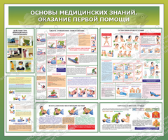 Стенд "Основы медицинских знаний. Оказание первой помощи" (1,2х1 м, Люкс)