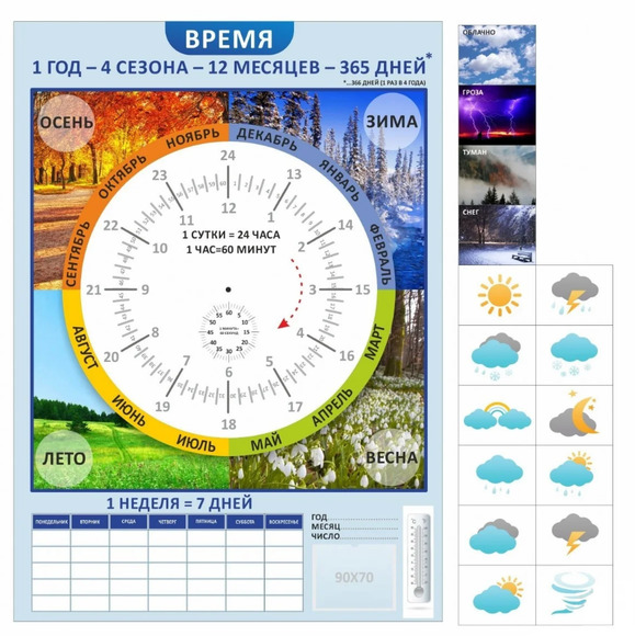 Стенд Время, 0,5x0,7 м, 1 карман 90х70