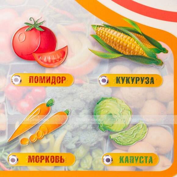 Стенд обучающий, тактильно-звуковой «Собираем урожай», 840x640 мм