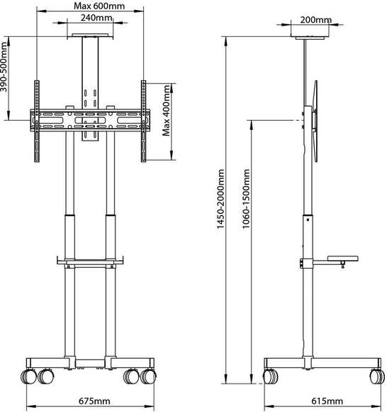 Подставка для телевизора Arm Media PT-STAND-8, 32-80", напольный, фиксированный, черный