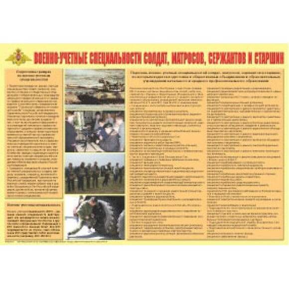 Военно-учетные специальности солдат, матросов, сержантов и старшин – плакат. Формат А-2.