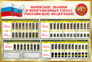 Стенд "Воинские звания в вооруженных силах Российской Федерации" (1,05х0,7 м, Премиум)