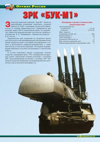 Оружие России. Средства противовоздушной обороны – 11 плакатов. Формат А-4.