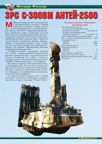 Оружие России. Средства противовоздушной обороны – 11 плакатов. Формат А-4.