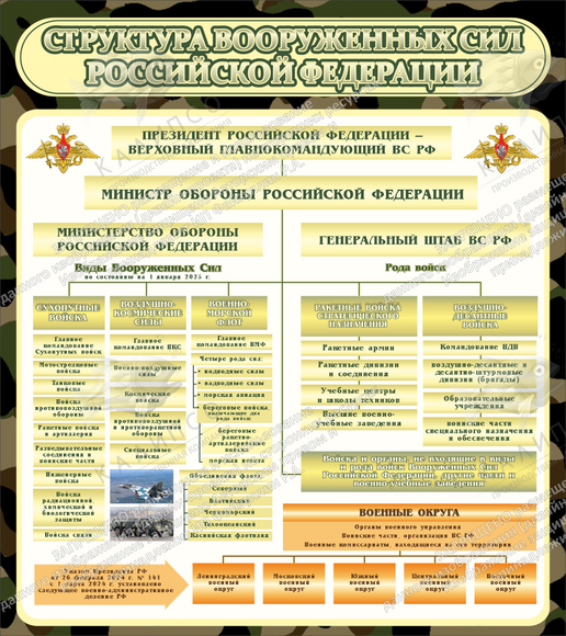 Стенд "Структура вооруженных сил РФ" (0,8х0,9 м, Премиум)