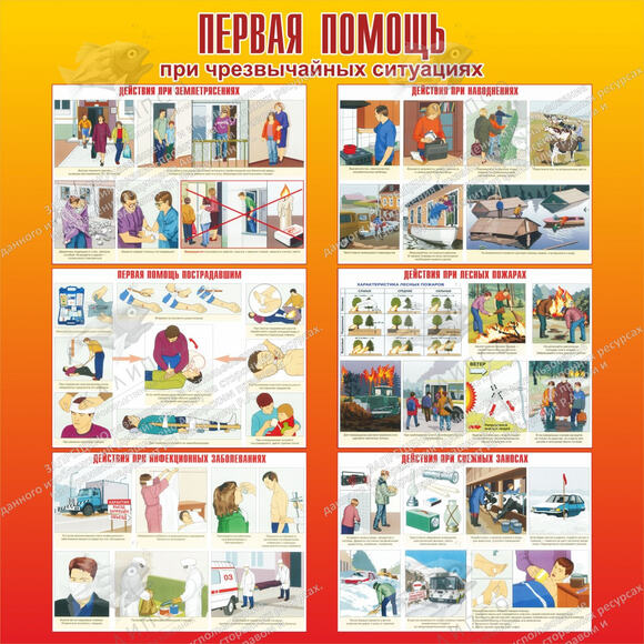Стенд "Первая помощь при чрезвычайных ситуациях" (1х1 м, Премиум)