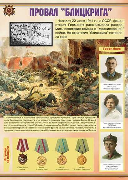 Великая Отечественная война (основные этапы) – 11 плакатов. Формат А-3.