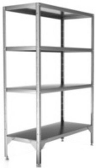 Стеллаж со сплошными полками из нерж. стали С-1,8*9*4/4  (оцинк), 900*400*1800 мм / Мартэл (HESSEN)