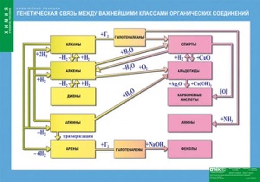 Таблица Генетическая связь между важнейшими классами органических соединений (винил) 100х140см.