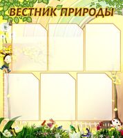 Стенд для кабинета биологии и экологии "Вестник природы", 0,8x0,9 м, 6 карманов А4