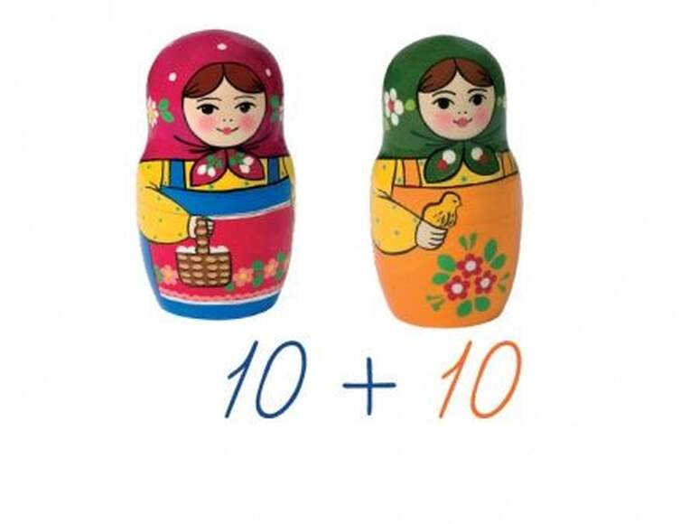 Матрешки, 20 карточек, 20 магнитов, счетный материал на магнитах