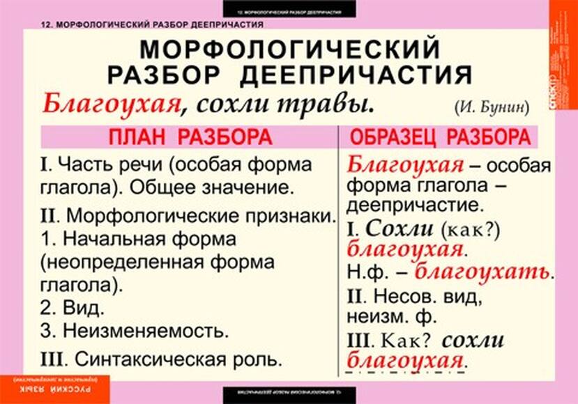 Таблицы Причастие и деепричастие 12шт.