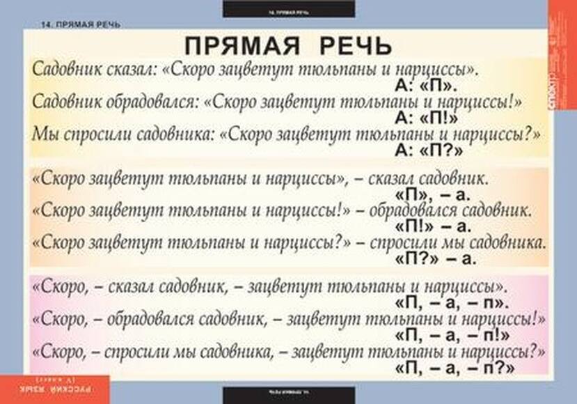 Таблицы Русский язык 5 класс 14 шт.