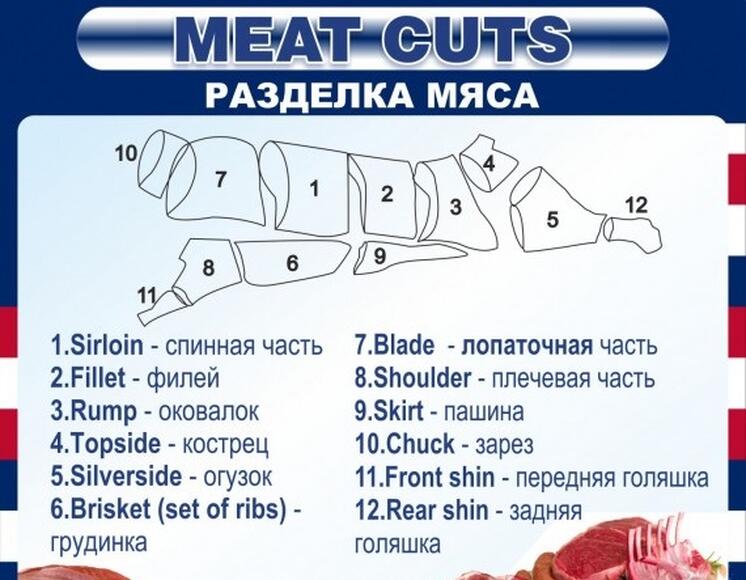 Стенд "Разделка мяса", 0,9x0,8 м, без карманов