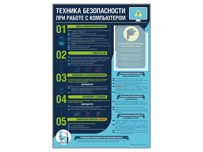 Стенд-уголок "Техника безопасности при работе на компьютере в общеобразовательных учреждениях"