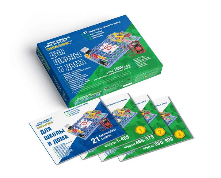 Электронный конструктор ЗНАТОК "Для школы и дома с мультиметром. 1000 схем"