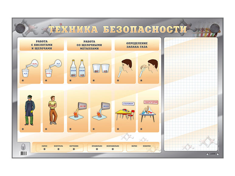 Электрифицированный стенд «Техника безопасности» с маркерными полями