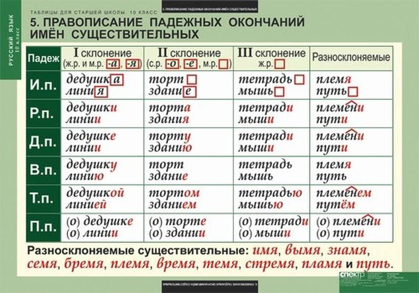 Таблицы Таблицы для старшей школы по русскому языку 10 класс 19 шт